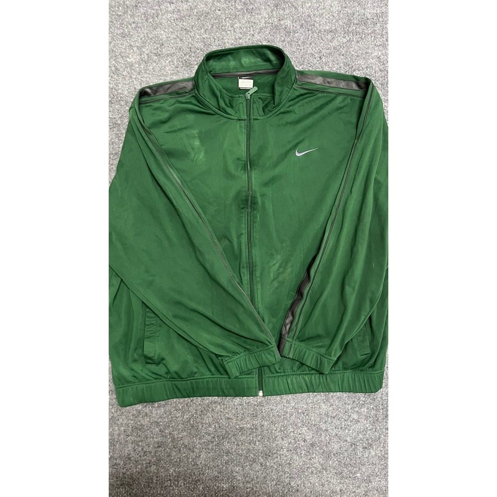 Nike Track Jacket Mens XXL Green Full Zip Athletic Swoosh Sporty Casual
